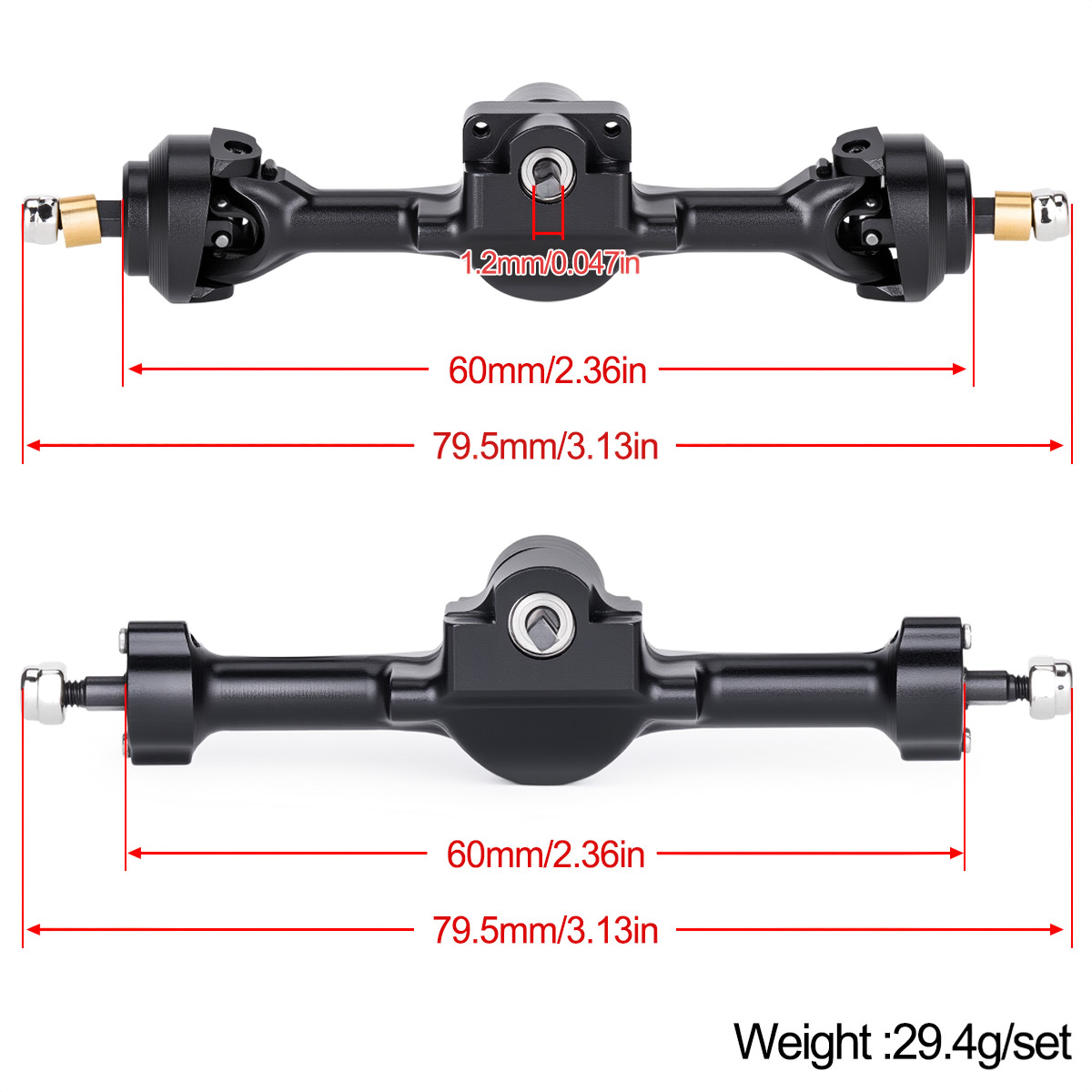 محور أمامي وخلفي كامل من سبائك - مراجعة Rc Crawler Axle Parts وسعره